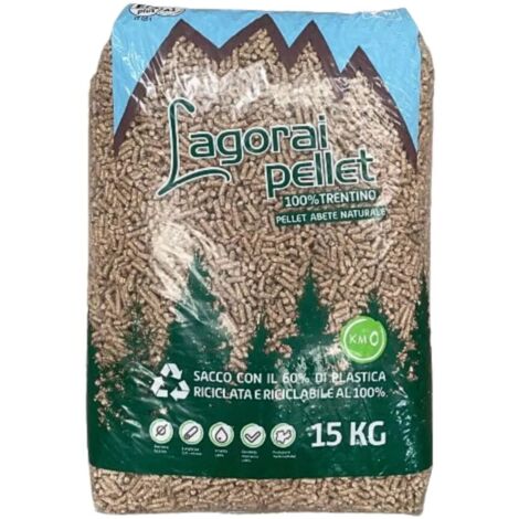 sacco pellet in legno di abete certificato en plus a1 prodotto in trentino, 15 kg