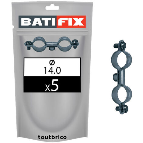 Sachet 5 colliers doubles plomberie Ø14mm acier zingué - Batifix