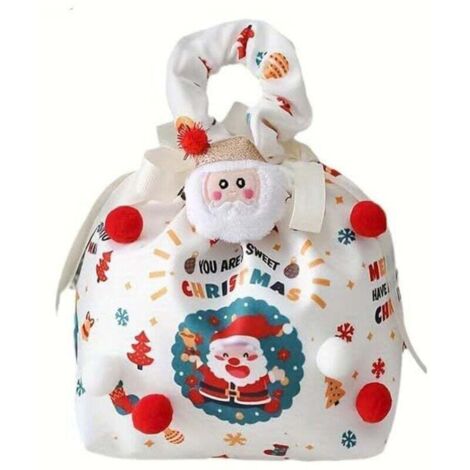 Sachet cadeau de Noël en forme de pomme avec poignée - Lot de 10 sachets cadeaux pour la veille de Noël, décorés pour décorer le sapin.