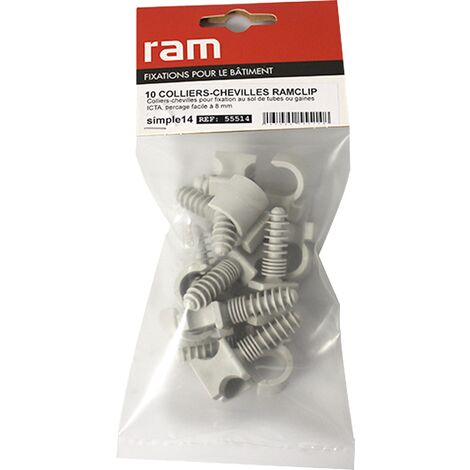 Sachet de 10 RAMCLIP gris simple Ø14 pour fixer les gaines souples - Ram