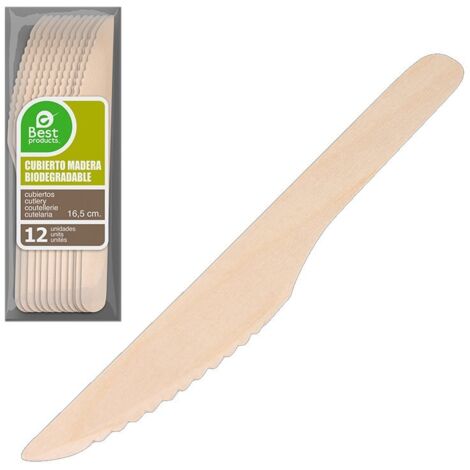 Sachet de 12 couteaux en bois 16,5 cm Best Products Vert