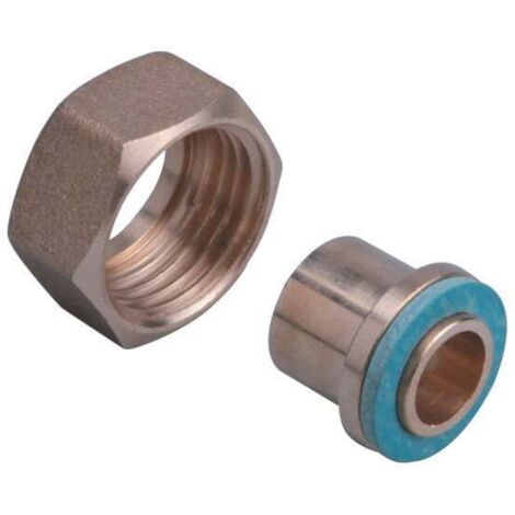 Sachet de 2 raccords 2 pièces Joint Plat GAZ G1/2" (15/21) à braser sur cuivre Ø16 - Gurtner
