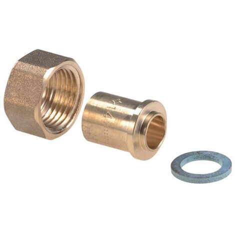 Sachet de 2 raccords 2 pièces Joint Plat GAZ G1" (26/34) à braser sur cuivre Ø22 - Gurtner
