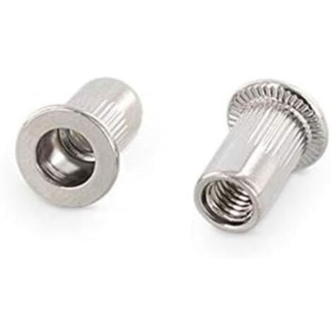 Sachet de 20 inserts filetés en acier inox A2 – Diamètre 10 mm – Crantage anti-rotation – Pour matériaux de 0,5 à 3 mm d'épaisseur