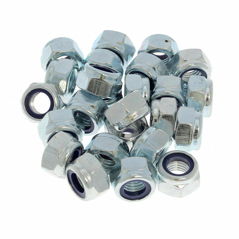 Sachet de 25 Ecrous Nylstop M20 Zingué din 985