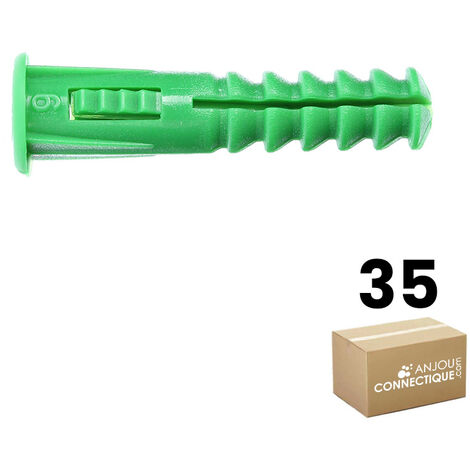 Sachet de 35 chevilles RC6 vertes multimatériaux avec collerette - Ø6 mm - Longueur 30 mm - RAM