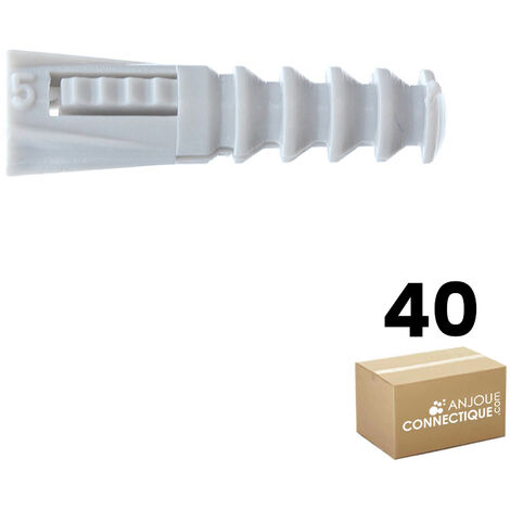 Sachet de 40 chevilles RC5 grises multimatériaux avec collerette - Ø5 mm - Longueur 22 mm - RAM