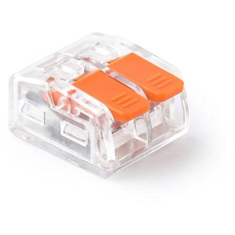 Sachet de 70 Connecteurs Électriques 2 Pôles Polycarbonate Transparent à Levier Large - Capacité 0.2 à 4 mm² - 32A / 450V AC -40°C/+105°C - Conformes EN 60998 et RoHS