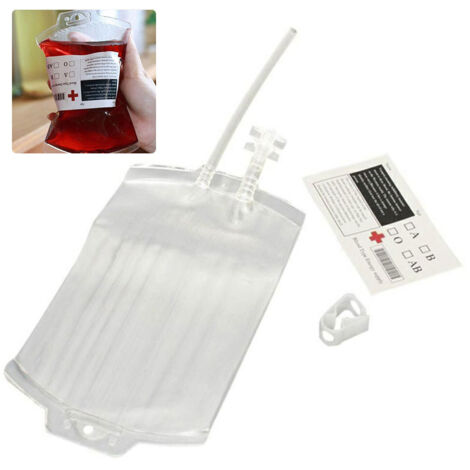 Sachet de sang énergétique médical transparent Halloween 350ml - Sac à boire réutilisable pour accessoires vampire
