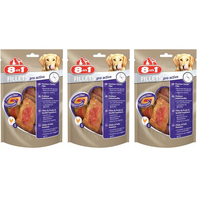 8in1 - Sachet filets de poulet Pro Active pour chien (Lot de 3)
