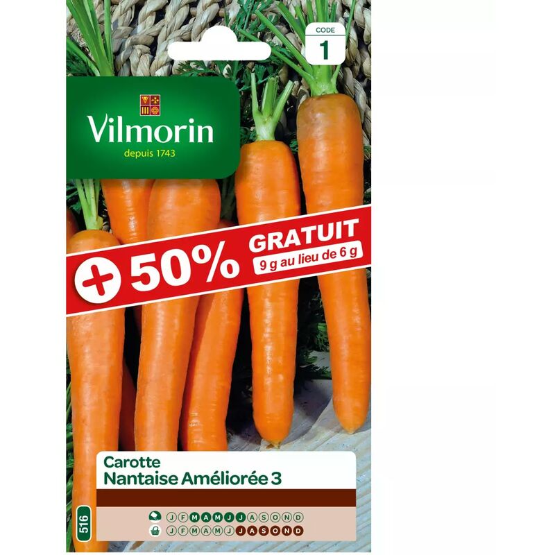 Vilmorin - Sachet graines Carotte Nantaise améliorée 3 50% gratuit