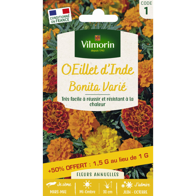 Sachet graines Oeillet dinde double nain vari/é Vilmorin