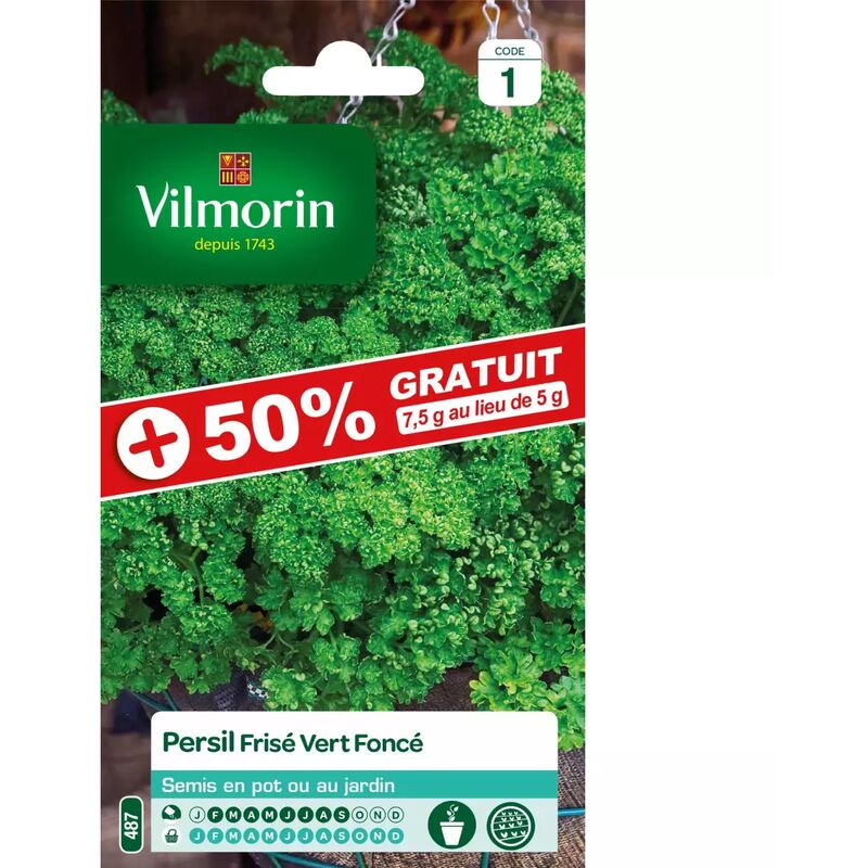 Vilmorin - Sachet graines Persil frisé vert foncé +50% gratuit