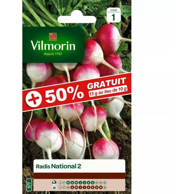 Vilmorin - Sachet graines Radis national 2 +50% gratuit