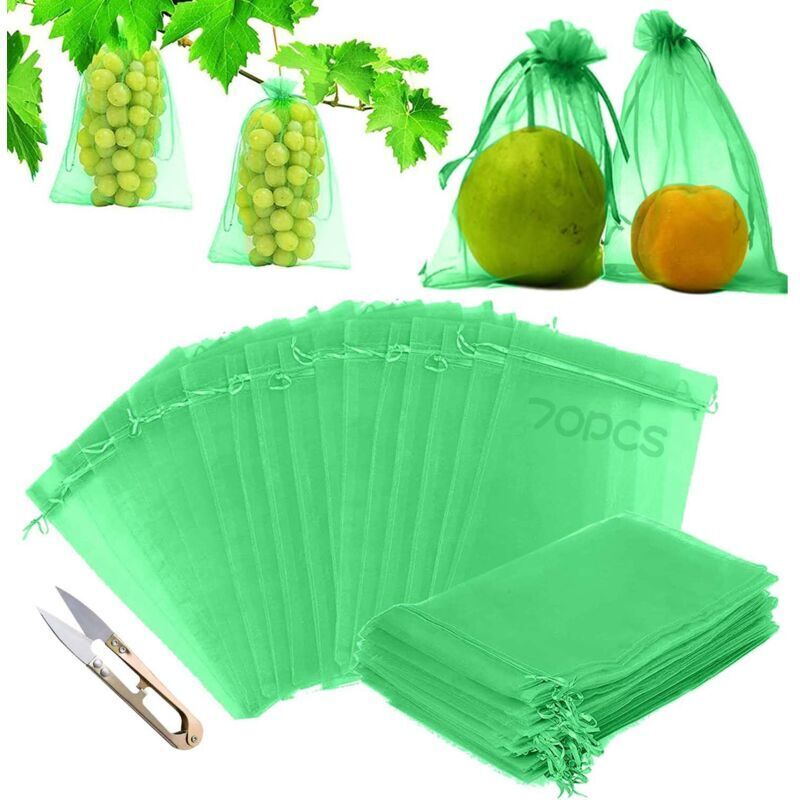 Sachet Protection Raisin,70 pièces Sac Protection Fruits,Sachets en Organza Respirant 30cm x 20cm,Sachet Protection Fruits,Sac Protection Raisin
