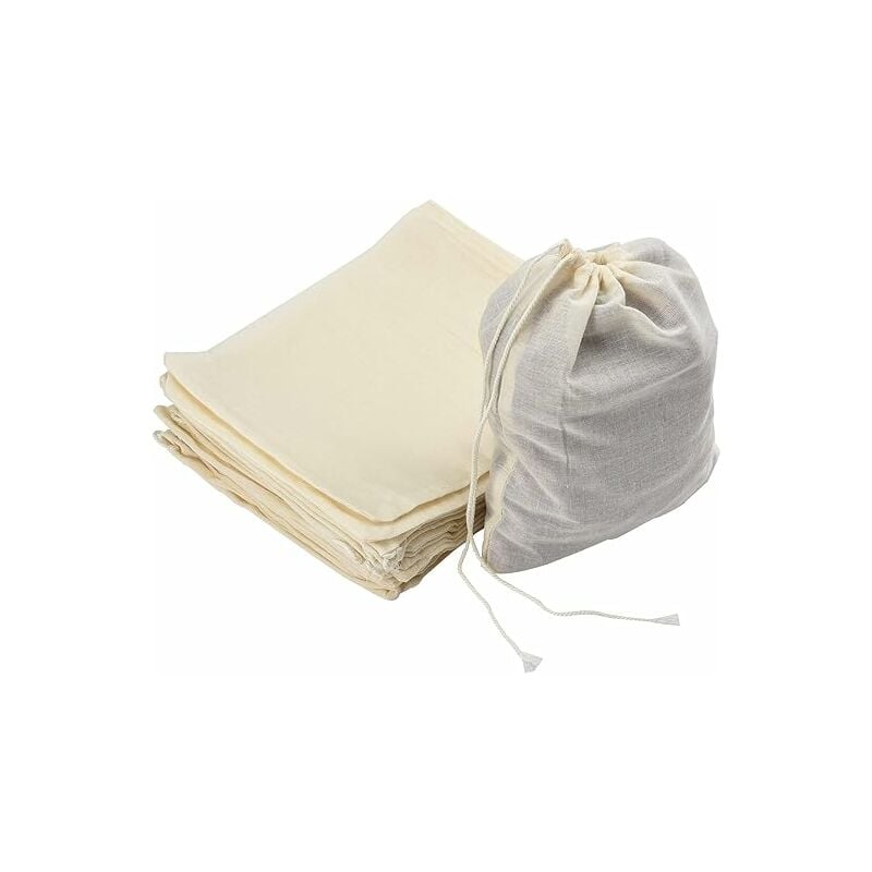 Sachet Tissu 100% Coton 30 Pack 18x20cm, Reutilisable Sachet Dragees Bapteme Avec Cordon De Serrage Pour Fête Mariage Anniversaire, Blanc Sac Filtres