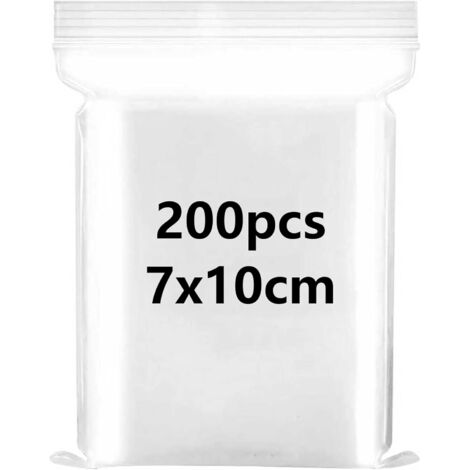 Sachet Zip - 200 Pièces - PE Transparent - Fermeture Refermable - Stockage Cuisine Bricolage - 7x10cm