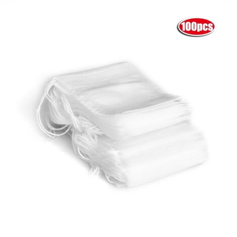 Sachets à thé vides non tissés avec cordon, 5.5x7cm - 100 pièces pour infusions et filtres à herbes