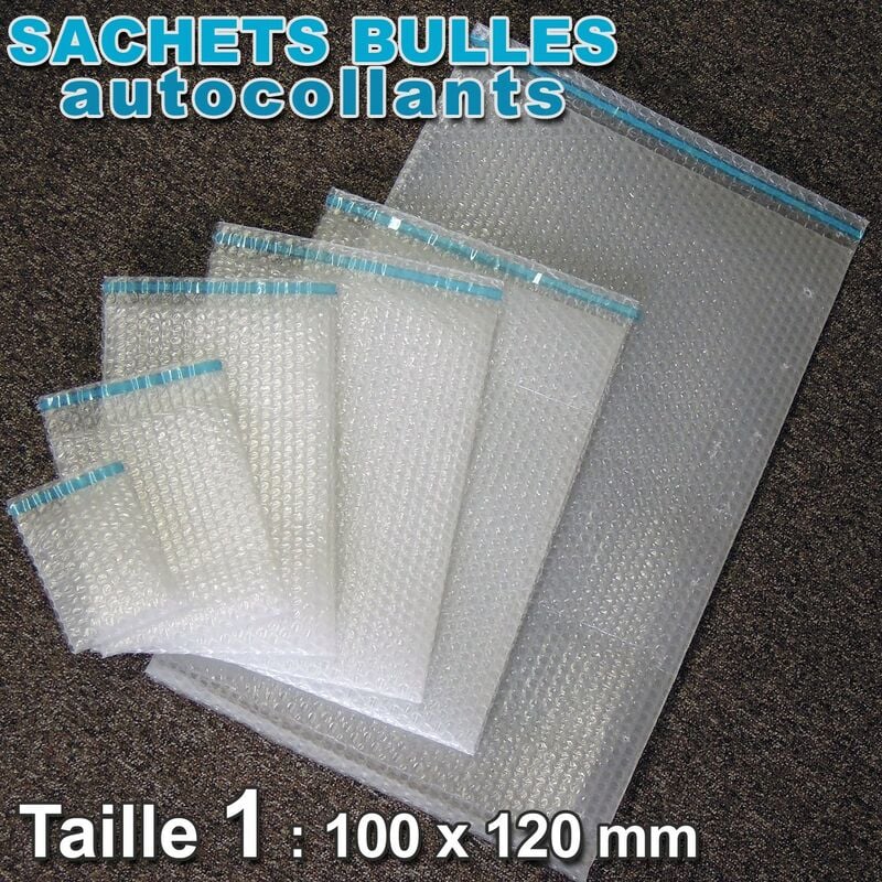 Lot de 100 Sachets bulles d'air 100x120 mm avec rabat adhésif