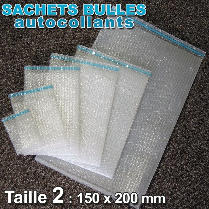 Lot de 50 Sachets bulles d'air 150x200 mm avec rabat adhésif