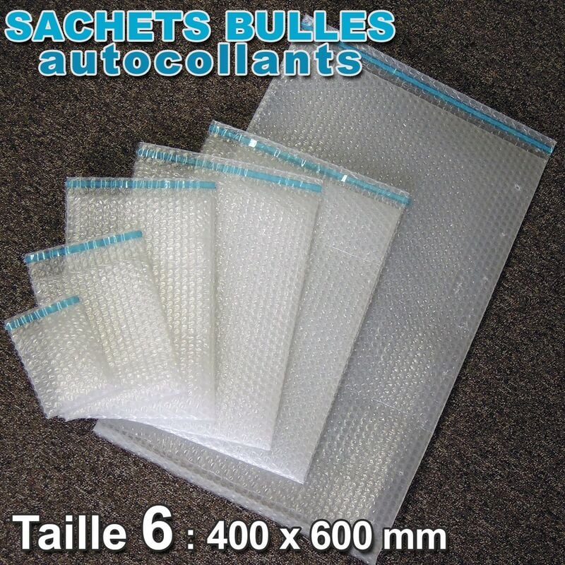 Lot de 50 Sachets bulles d'air 400x600 mm avec rabat adhésif