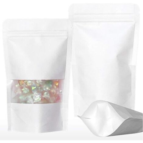 Sachets de Nourriture - Non spécifié - 12x20cm - Papier Kraft - Réutilisables - Avec fenêtre transparente