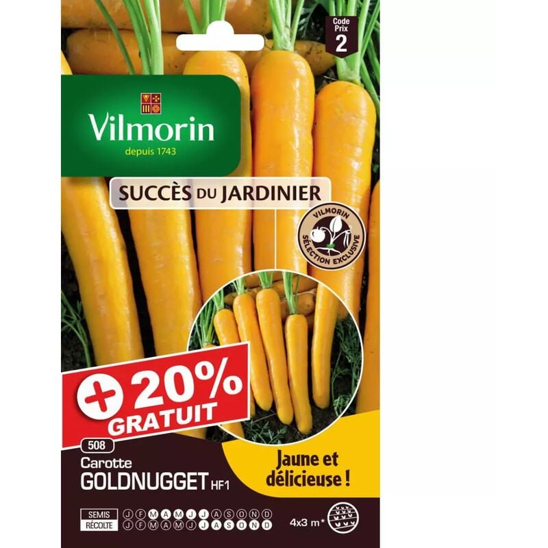Sachets graines carottes Goldnugget HF1 +20% gratuit
