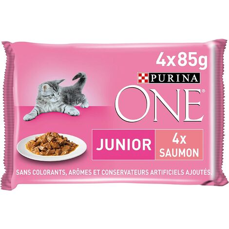 Sachets PURINA ONE Junior - Effilés en Sauce au Saumon - 4x85g