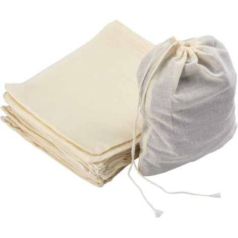 Sachets réutilisables en coton 15x20 cm avec cordon pour épices, macération, tisanes et artisanat - Lot de 30