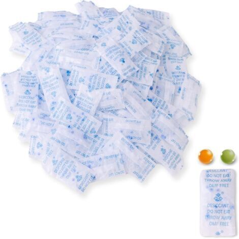 Sachets Silica Gel 1g x 100 pièces – Déshydratant Réutilisable avec Indicateur Orange/Vert, Anti-Humidité pour Caméra, Aliments, Armoire, Filament 3D, Chaussures