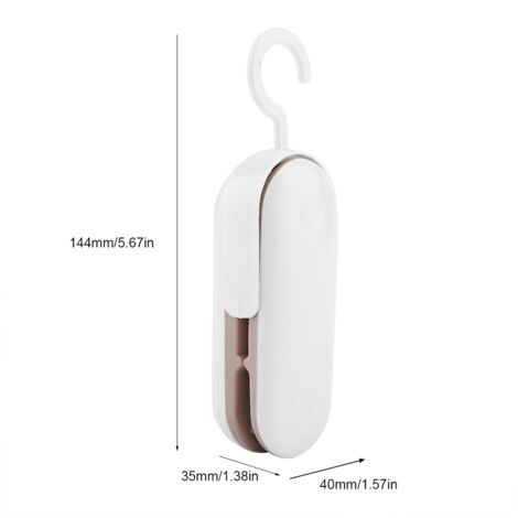 Sacheuse Thermique Portative Mini Compacte 40x35x144mm ABS Marron - Airtight Scellage Aliments Snacks Stockage Sacs Plastique
