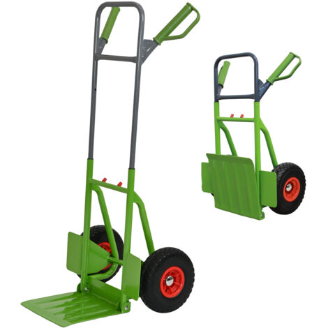 Sackkarre Stahl 200 kg 112,5 cm Höhe große klappbare Ladefläche 29x29 cm pannensichere PU-Räder