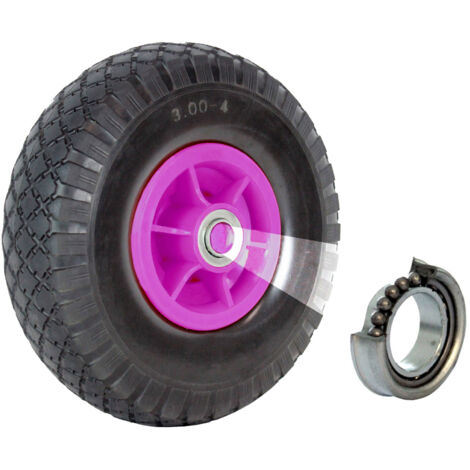 Sackkarrenrad 260x85mm 3.00-4 Bollerwagenrad Luftrad Ersatzrad Nabenlänge 60mm Kugellager pink
