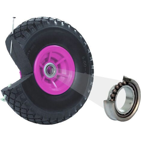 Sackkarrenrad Vollgummi 260x85 mm 3.00-4 60 mm Nabenlänge PU Bollerwagenrad Nabenversatz pink