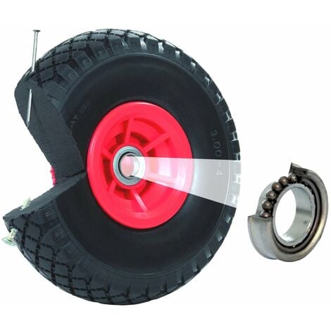 Sackkarrenrad Vollgummi 260x85 mm 3.00-4 60mm Nabenlänge PU Sackkarre Ersatzrad Pannensicher rot