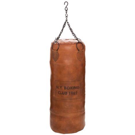 Saco de boxeo Loft - marrón - cuero 36 x 36 x 100 cm - Atmosphera créateur d'intérieur