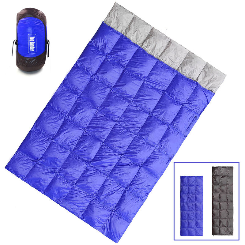 

Saco de dormir de plumon de pato doble para exteriores de invierno Saco de dormir de sobre compacto ultraligero Funda de dormir impermeable para 2