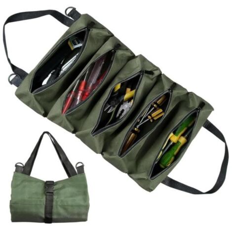 Sacoche à Roulettes pour Outils, Sac à Outils en Toile Portable avec 5 Poches à Fermeture éclair, Sac à Roulettes Petit Modèle