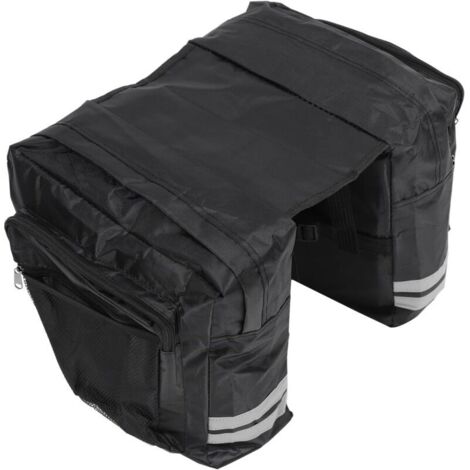 Sacoche Arrière Double pour Vélo de Montagne Résistante en PVC Noir Grosse Capacité Plusieurs Poches Rangement Pratique pour Accessoires et Outils Sacoches de Selle Stable pour