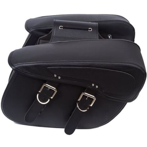 Sacoche Cavalière Moto en Cuir PU Sacoche Latérale Étanche Sacoches Cavalières 1 Paire Noire