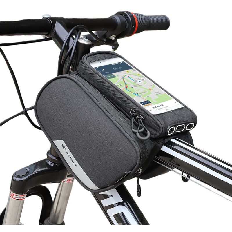Sacoche de cadre de vélo + étui de téléphone amovible jusqu'à 6,5' 1,5l noir