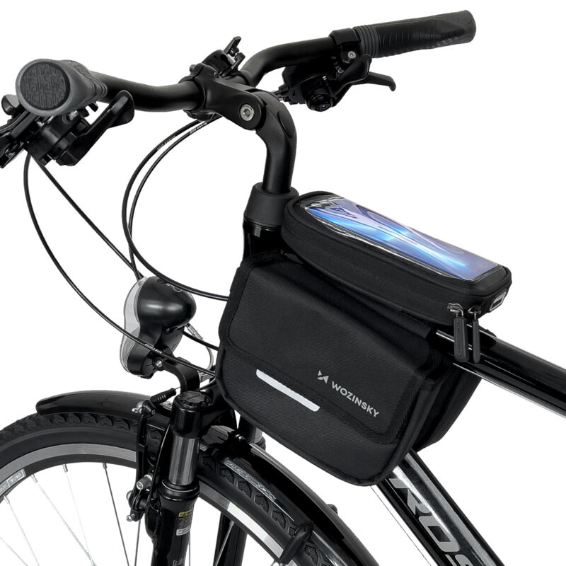 Sacoche de cadre de vélo, sacoche de vélo, étui de téléphone étanche, 1,5 l, noir