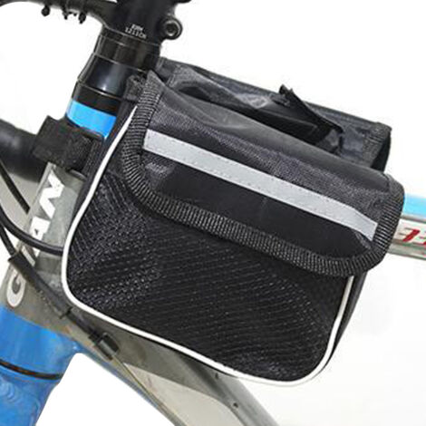 Sacoche de cadre double pour vélo, poches de rangement avant pour tube horizontal (Noir)