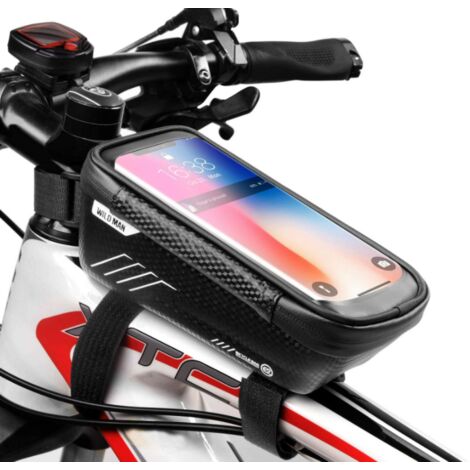 Sacoche de guidon étanche pour cadre avant avec support d'écran tactile pour téléphones portables iPhone Android 6,5, accessoires de vélo pour vélos adultes (noir)-BISBISOUS