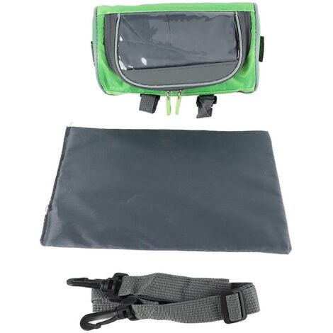 Sacoche de guidon étanche pour vélo, sacoche avant avec bandoulière amovible pour téléphone portable (vert)