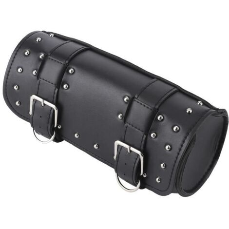 Sacoche de guidon Sac de Moto Universel Sac de Selle en Cuir PU Remplacement du Moteur de Bagage à Roulettes de Moto(Noir )