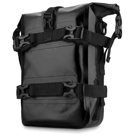 Sacoche de protection de cadre de moto étanche IPX7, fermeture à enroulement, sacoche de pare-chocs - Noir