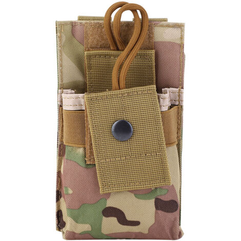 Sacoche de rangement multifonctionnelle Molle en nylon pour radio tactique, idéale pour les activités militaires en extérieur, avec poche camouflage pour talkie-walkie.-AquaForge