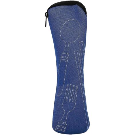 Sacoche de rangement portable en tissu résistant à l'usure pour couverts (cuillères et fourchettes) - Bleu