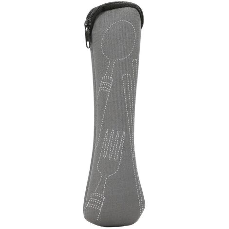 Sacoche de rangement portable en tissu résistant à l'usure pour couverts (cuillères et fourchettes) - Gris clair
